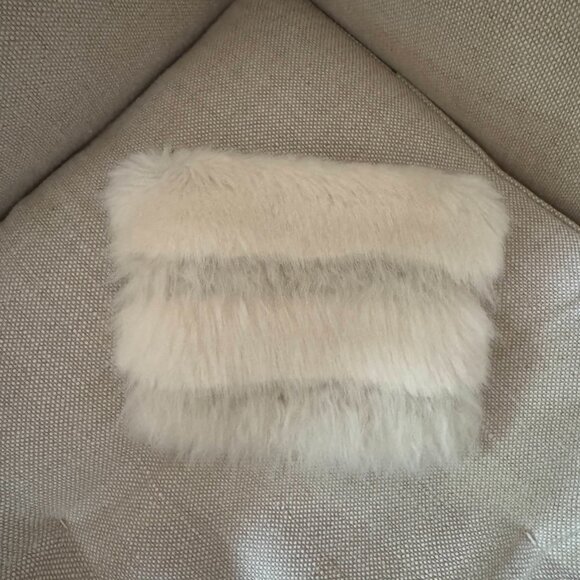 Shrimps Faux Fur Cosmetic Bag – Cream/White - Picture 1 of 8